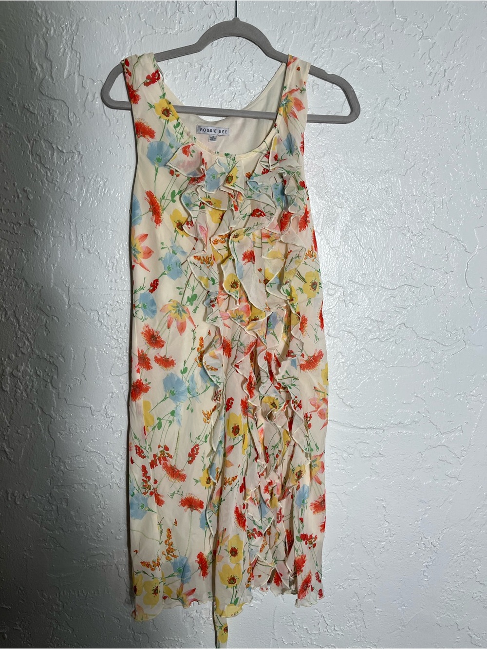 Robbie Bee Floral Ruffle Sleeveless Midi Dress Size 12